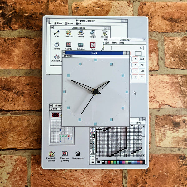 Windows 3.1 desktop large wall clock โ Retrofied