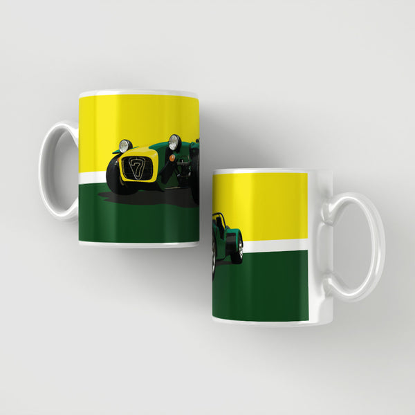 Caterham 7 - Dark green / yellow stripe mug