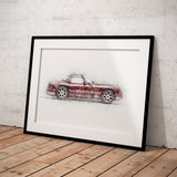 TVR Chimaera - Dark Red - A3/A4 Print "Sketch"