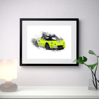 Lotus Elise S1 - Scandal Green / black - A3/A4 Print "Splatter"