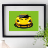 Lotus Evora - yellow on green - A3/A4 Stylised Print