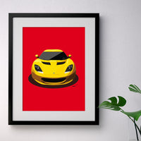 Lotus Evora - yellow on red - A3/A4 Stylised Print