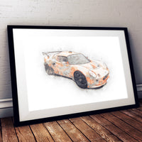 Lotus Exige S1 - Chrome Orange / Black - A3/A4 Print "Sketch"