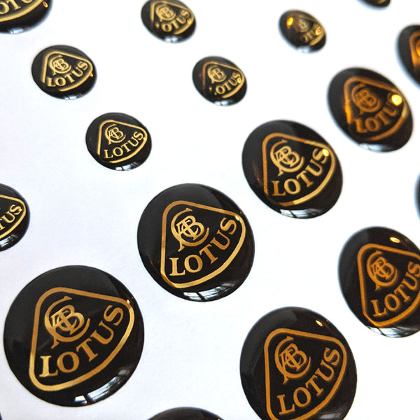 Gold & black 3D Domed Lotus mini-badges