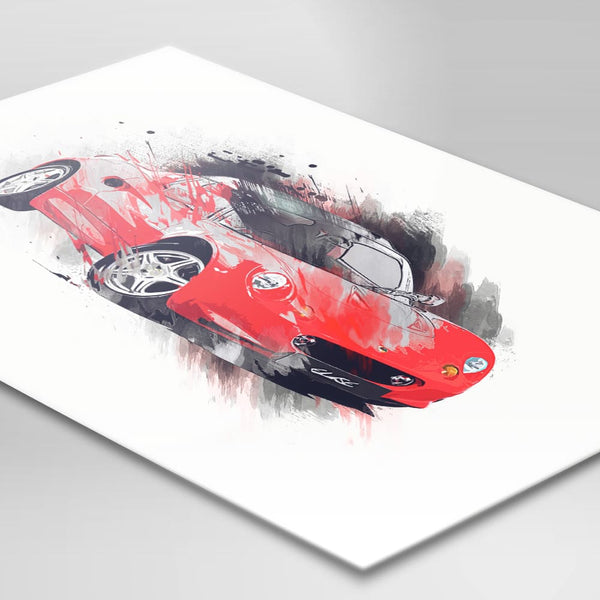 Lotus Elise S1 - Calypso Red / Silver - A3/A4 Print "Splatter"