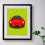 Lotus Elise S1 - red on green - A3/A4 Stylised Print