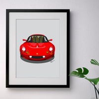 Lotus Elise S1 - red on light grey - A3/A4 Stylised Print