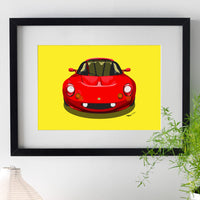 Lotus Elise S1 - red on yellow - A3/A4 Stylised Print