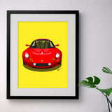 Lotus Elise S1 - red on yellow - A3/A4 Stylised Print