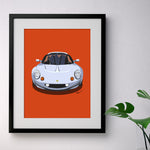 Lotus Elise S1 - silver on orange - A3/A4 Stylised Print