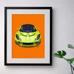 Lotus Elise S2 - bright green on orange - A3/A4 Stylised Print
