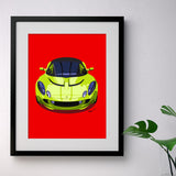 Lotus Elise S2 - bright green on red - A3/A4 Stylised Print