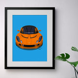 Lotus Elise S2 - orange on blue - A3/A4 Stylised Print