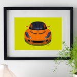 Lotus Elise S2 - orange on green - A3/A4 Stylised Print