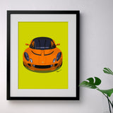 Lotus Elise S2 - orange on green - A3/A4 Stylised Print