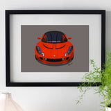 Lotus Elise S2 - red on grey - A3/A4 Stylised Print
