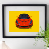 Lotus Elise S2 - red on yellow - A3/A4 Stylised Print