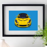 Lotus Elise S2 - yellow on blue - A3/A4 Stylised Print