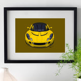 Lotus Elise S2 - yellow on dark mustard - A3/A4 Stylised Print