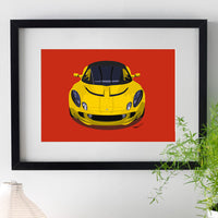 Lotus Elise S2 - yellow on red - A3/A4 Stylised Print