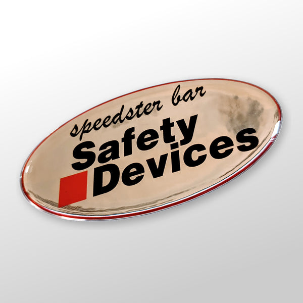Safety Devices "Speedster Bar" domed foil badge (Lotus 340R)
