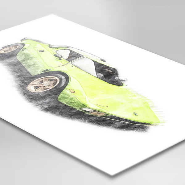 Lancia Stratos Stradale - Bright Green - A3/A4 Print "Pencil Art"