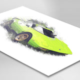 Lancia Stratos Stradale - Bright Green - A3/A4 Print "Splatter"