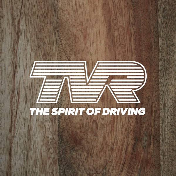 TVR - "The Spirit of Driving" logo with modern-style slogan