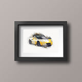 Lotus Elise S1 - Norfolk Mustard (yellow) / Black - A3/A4 Print "Splatter"